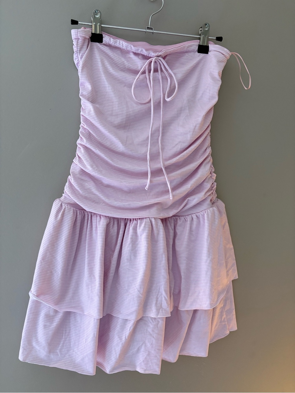 Hollister Pink Strapless Ruched Tiered Dress